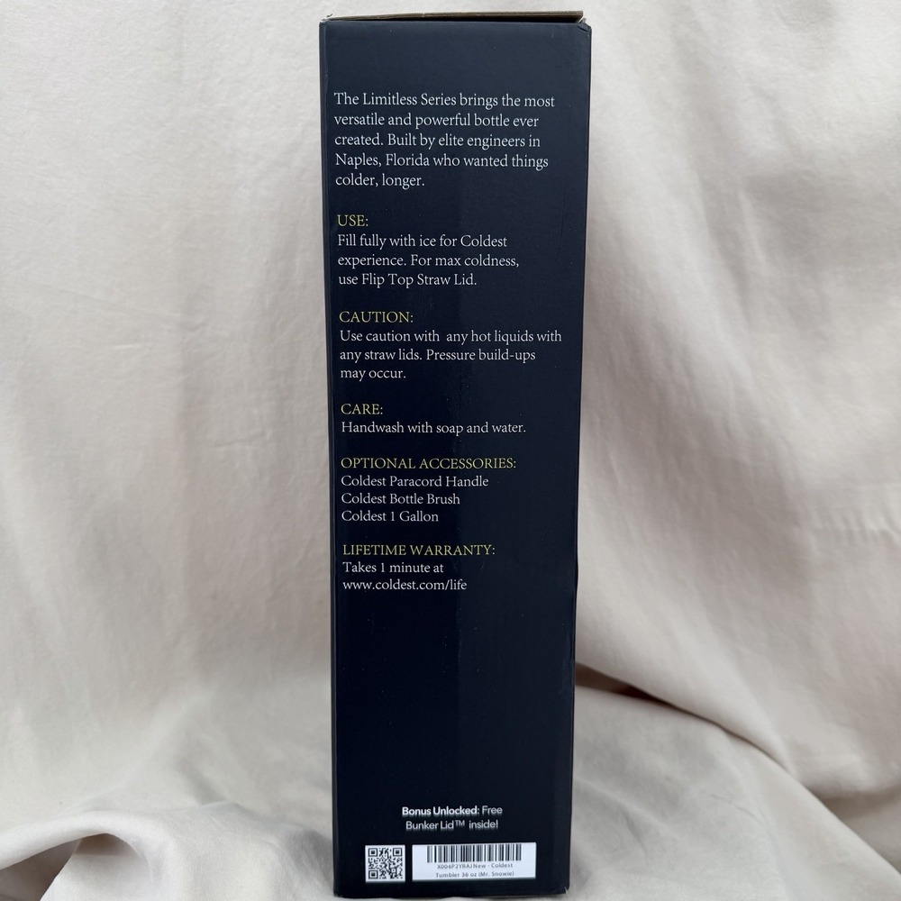 Coldest Limitless Ultra Bottle Mr. Snowie‎ 36 oz Tumbler Blue Red Winter 3 Lids - Picture 5 of 8